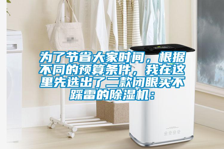 為了節(jié)省大家時(shí)間，根據(jù)不同的預(yù)算條件，我在這里先選出了二款閉眼買不踩雷的除濕機(jī)：
